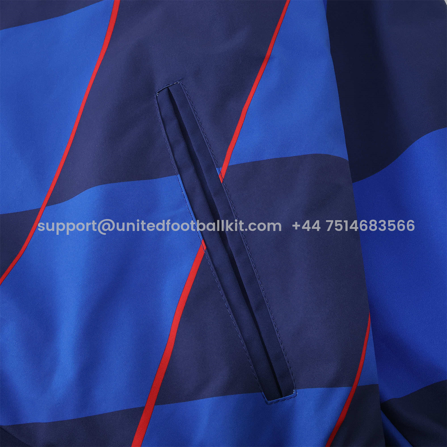 Unitedfootballkit.com | Croatia 24-25 Away Style Double Sided Reversible Windbreaker - Blue -Customize Name, Number and Patch | Worldwide Shipping