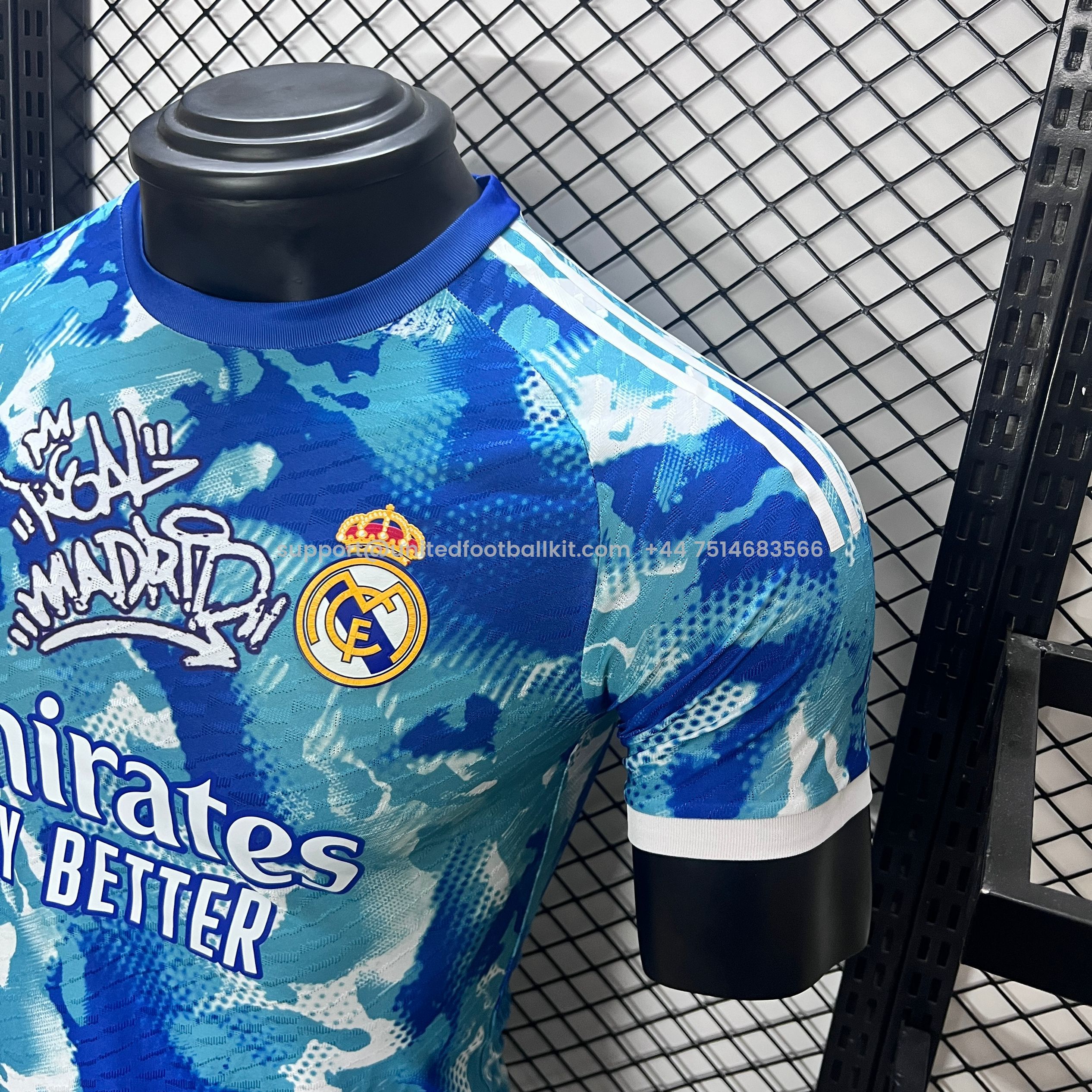 Unitedfootballkit.com | Real Madrid 24-25 Blue Watercolor Special Edition Jersey - Player Version -Customize Name, Number and Patch | Worldwide Shipping