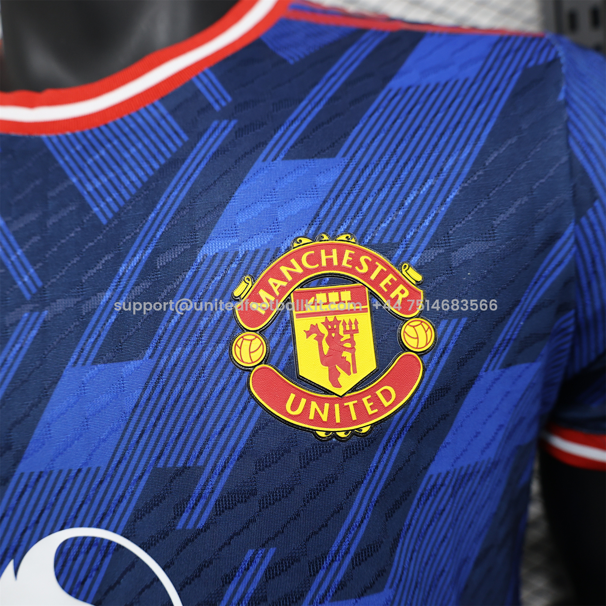 Unitedfootballkit.com | Manchester United 24-25 Blue Stripe Special Edition Jersey - Player Version -Customize Name, Number and Patch | Worldwide Shipping