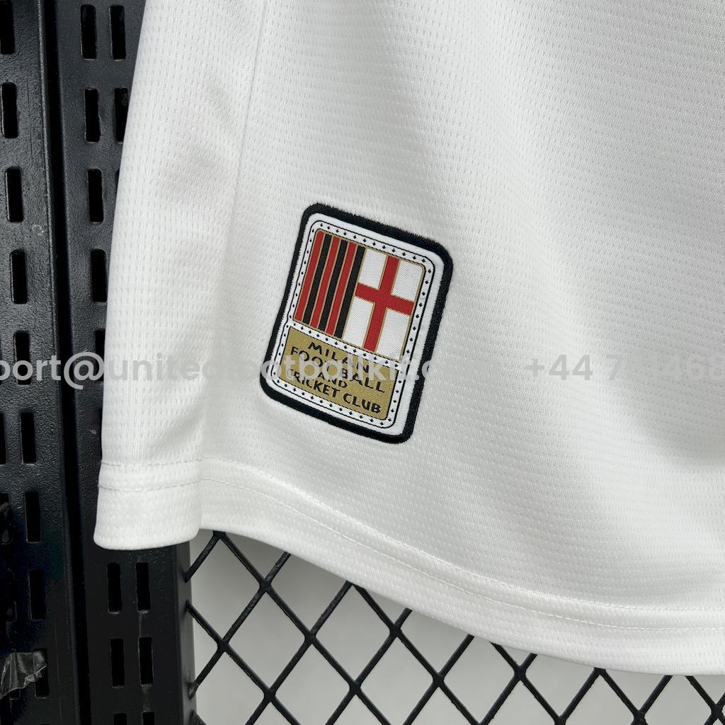 Unitedfootballkit.com | AC Milan 24-25 125th Anniversary Home White Shorts - Fans Version -Customize Name, Number and Patch | Worldwide Shipping