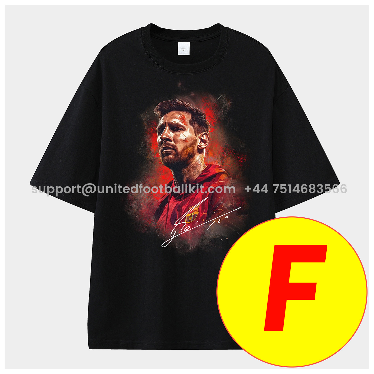 Unitedfootballkit.com | Messi GOAT Argentina Barcelona INT M.A.M Unisex Pure Cotton T-shirt -Customize Name, Number and Patch | Worldwide Shipping