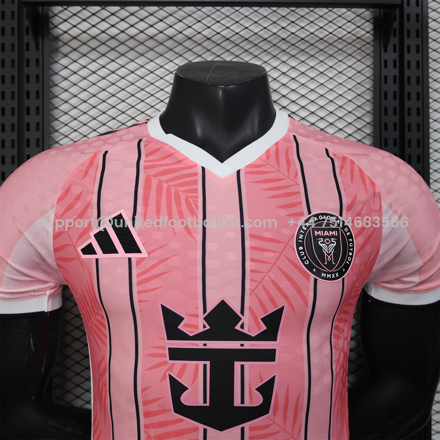Unitedfootballkit.com | INT M.A.M 25-26 Pink Stripes and Leaves Pattern Special Jersey - Player Version -Customize Name, Number and Patch | Worldwide Shipping