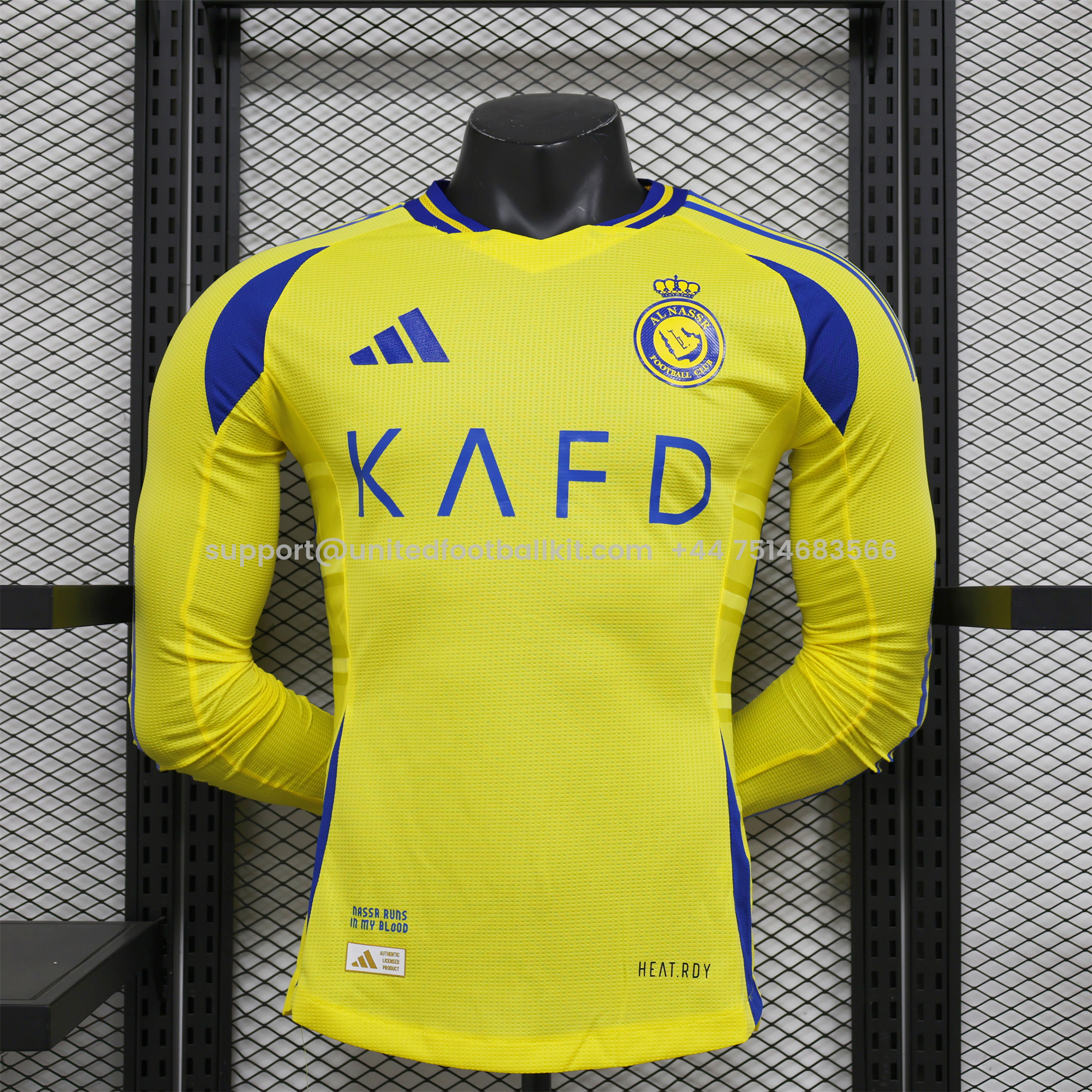 Unitedfootballkit.com | Al Nassr Riyadh Victory 24-25 Home Long Sleeve Jersey - Player Version -Customize Name, Number and Patch | Worldwide Shipping