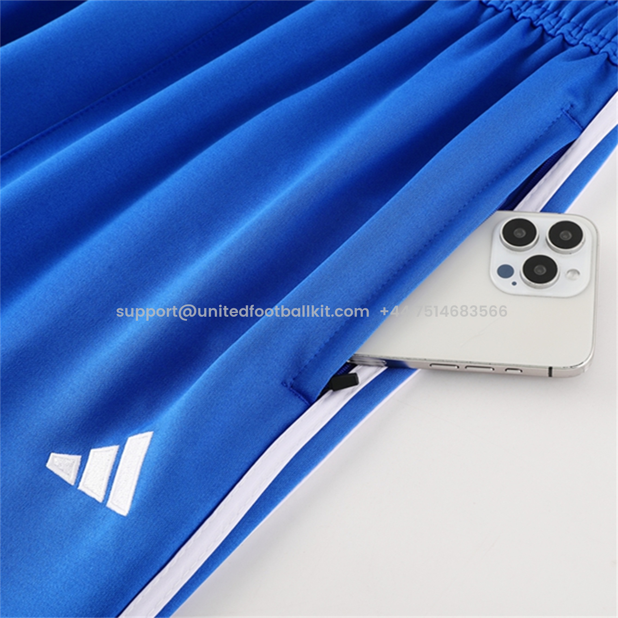 Unitedfootballkit.com | Real Madrid 24-25 Jacket Training Tracksuit - Blue & White -Customize Name, Number and Patch | Worldwide Shipping