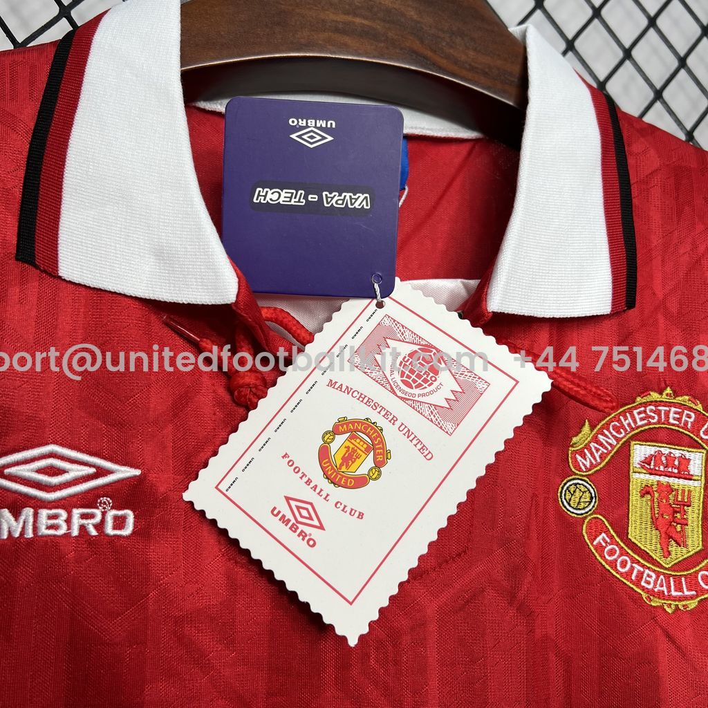 Unitedfootballkit.com | Retro Manchester United 1992-94 Home Jersey -Customize Name, Number and Patch | Worldwide Shipping