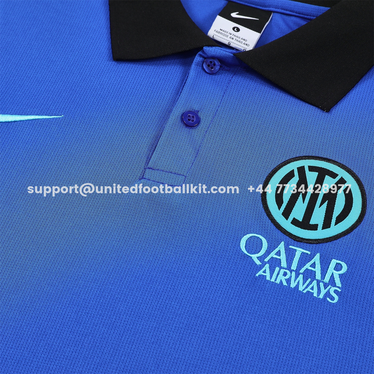 Unitedfootballkit.com | Inter Milan 25-26 POLO Short-Sleeve Training Set - Ocean Blue Top and Black Pants -Customize Name, Number and Patch | Worldwide Shipping