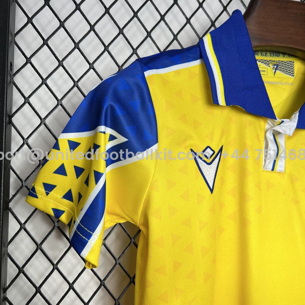 Unitedfootballkit.com | Cádiz Cadiz 24-25 Home Stadium Kids Kit -Customize Name, Number and Patch | Worldwide Shipping