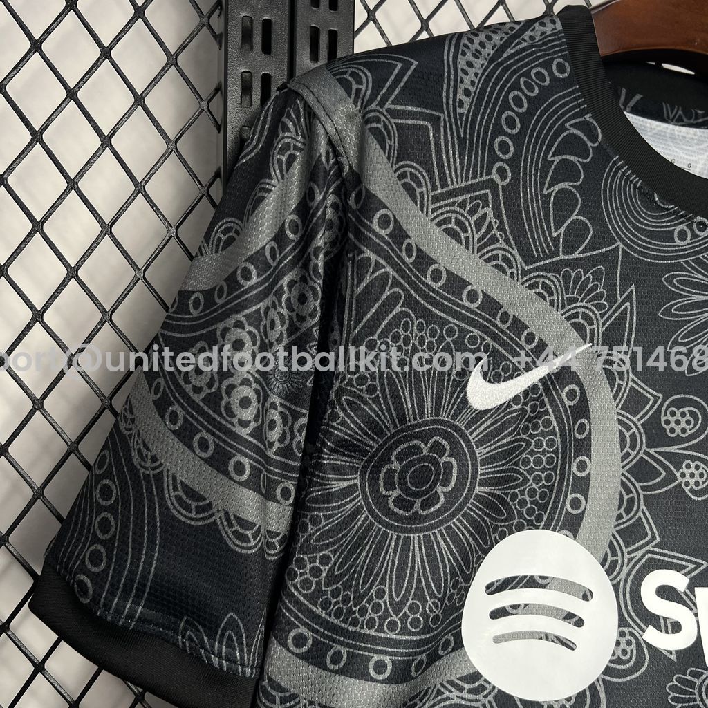 Unitedfootballkit.com | Barcelona 24-25 Black Grey Pattern Jersey - Fans Version -Customize Name, Number and Patch | Worldwide Shipping