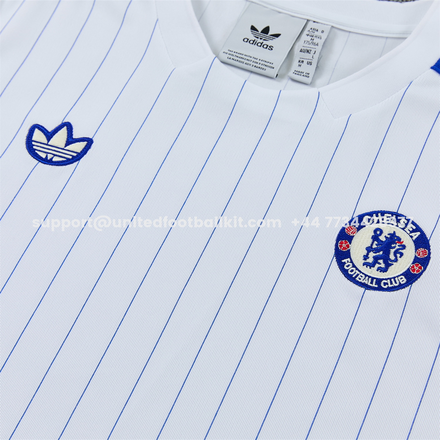 Unitedfootballkit.com | C.H.E.L.S.E.A 25-26 Retro Style Vest Training Set - White Top & Blue Stripes Pants -Customize Name, Number and Patch | Worldwide Shipping
