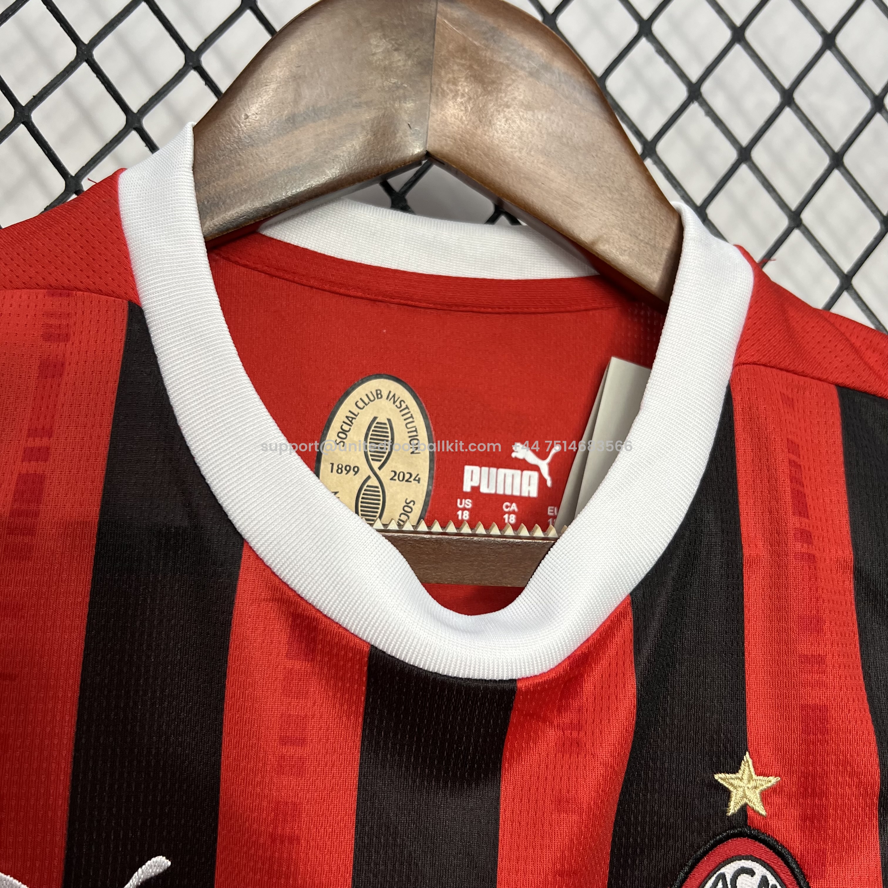 Unitedfootballkit.com | AC Milan 24-25 Home Stadium Kids Kit -Customize Name, Number and Patch | Worldwide Shipping