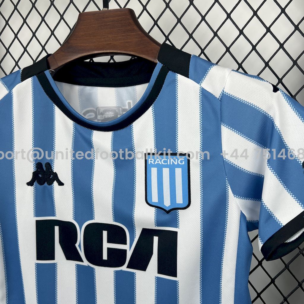 Unitedfootballkit.com | Racing Club de Avellaneda 24-25 Home Kids Kit -Customize Name, Number and Patch | Worldwide Shipping