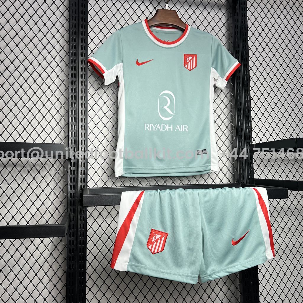 Unitedfootballkit.com | Atletico Madrid 24-25 Away Kids Kit -Customize Name, Number and Patch | Worldwide Shipping