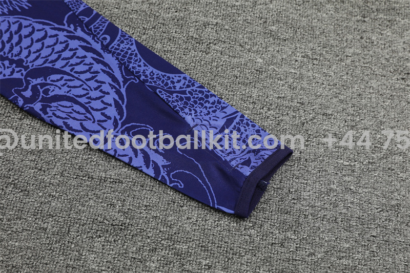 Unitedfootballkit.com | Real Madrid 24-25 Long Sleeve Training Set - Blue Dragon -Customize Name, Number and Patch | Worldwide Shipping