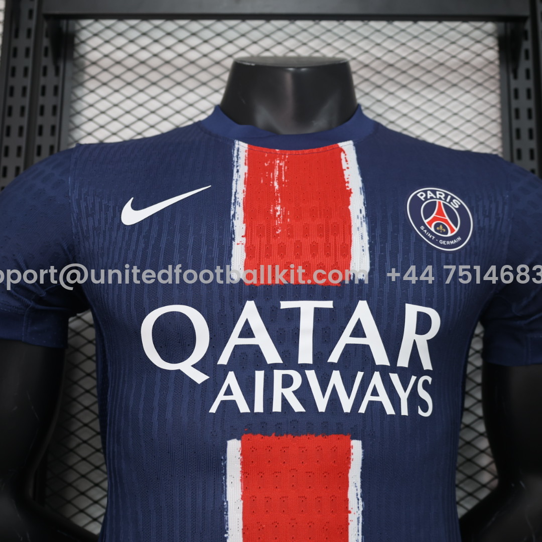 Unitedfootballkit.com | Paris Saint-Germain PSG 24-25 Home Stadium Jersey - Player Version -Customize Name, Number and Patch | Worldwide Shipping