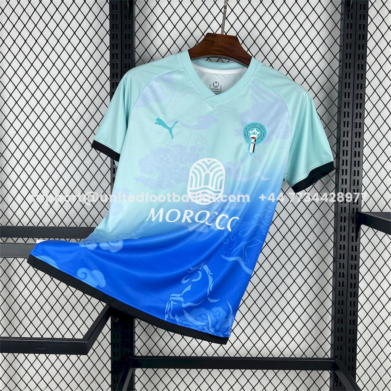 Unitedfootballkit.com | Morocco 25-26 Blue Gradient Auspicious Cloud Pattern Special Jersey - Fans Version -Customize Name, Number and Patch | Worldwide Shipping