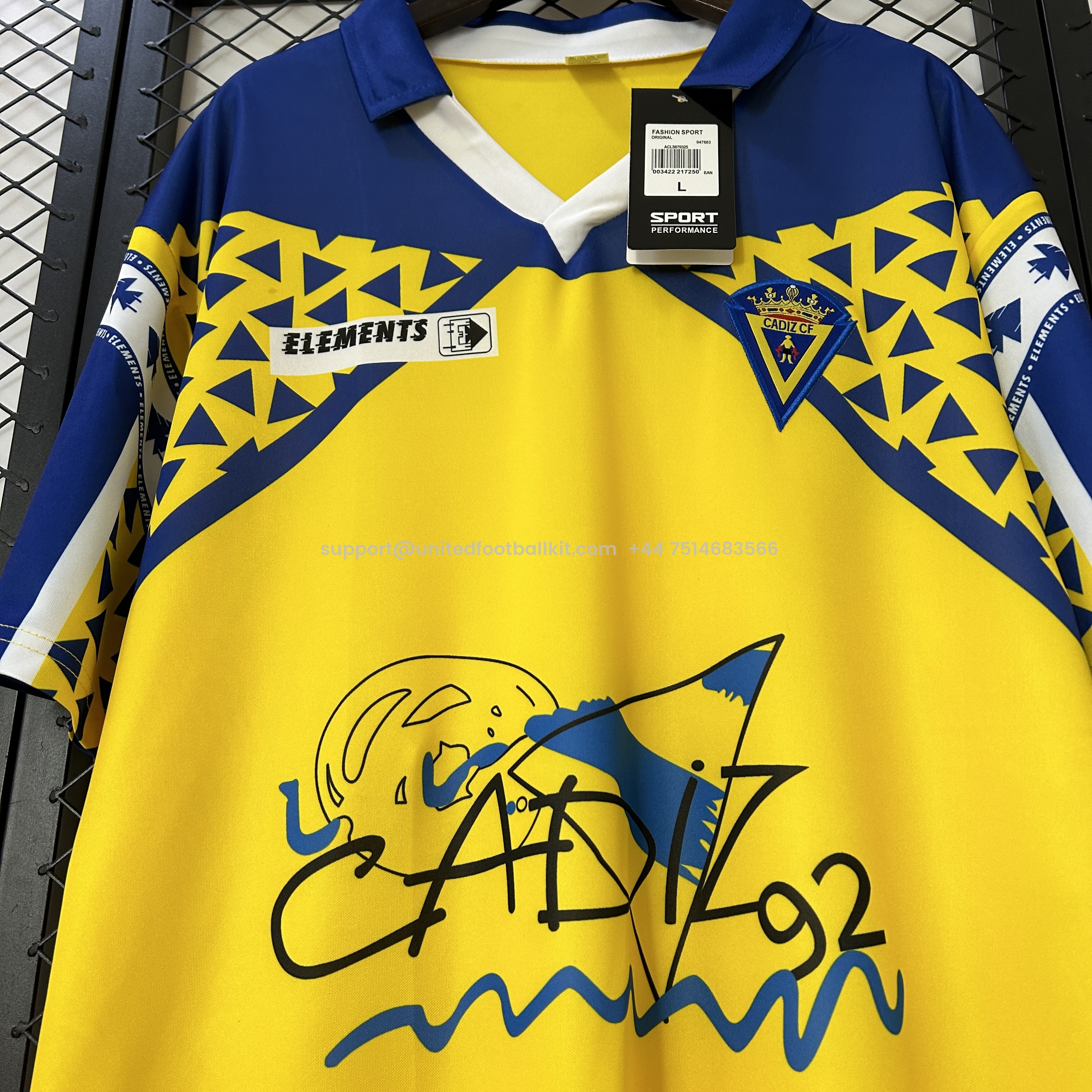 Unitedfootballkit.com | Retro Cádiz Cadiz 1991-92 Home Jersey -Customize Name, Number and Patch | Worldwide Shipping