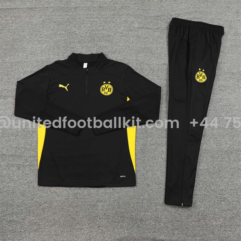 Unitedfootballkit.com | Dortmund 24-25 Long Sleeve Training Set - Black -Customize Name, Number and Patch | Worldwide Shipping