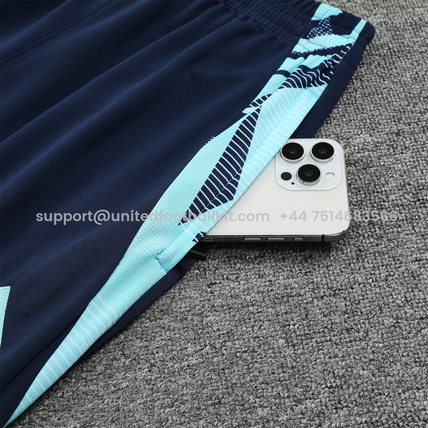 Unitedfootballkit.com | Real Madrid 24-25 Training Hoodie Set - Cyan Hoodie and Deep Blue Pants -Customize Name, Number and Patch | Worldwide Shipping