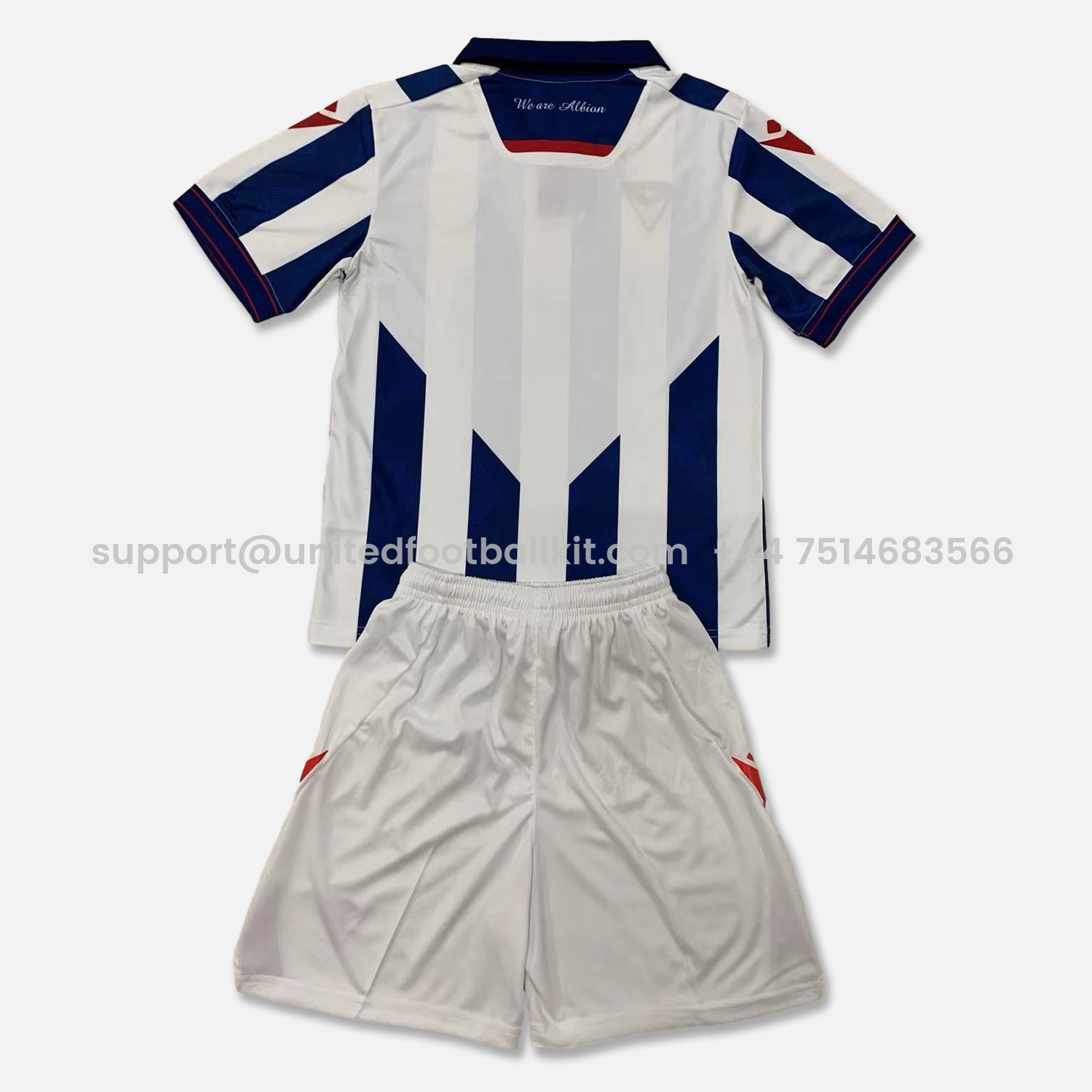 Unitedfootballkit.com | West Bromwich 24-25 Home Kids Kit -Customize Name, Number and Patch | Worldwide Shipping