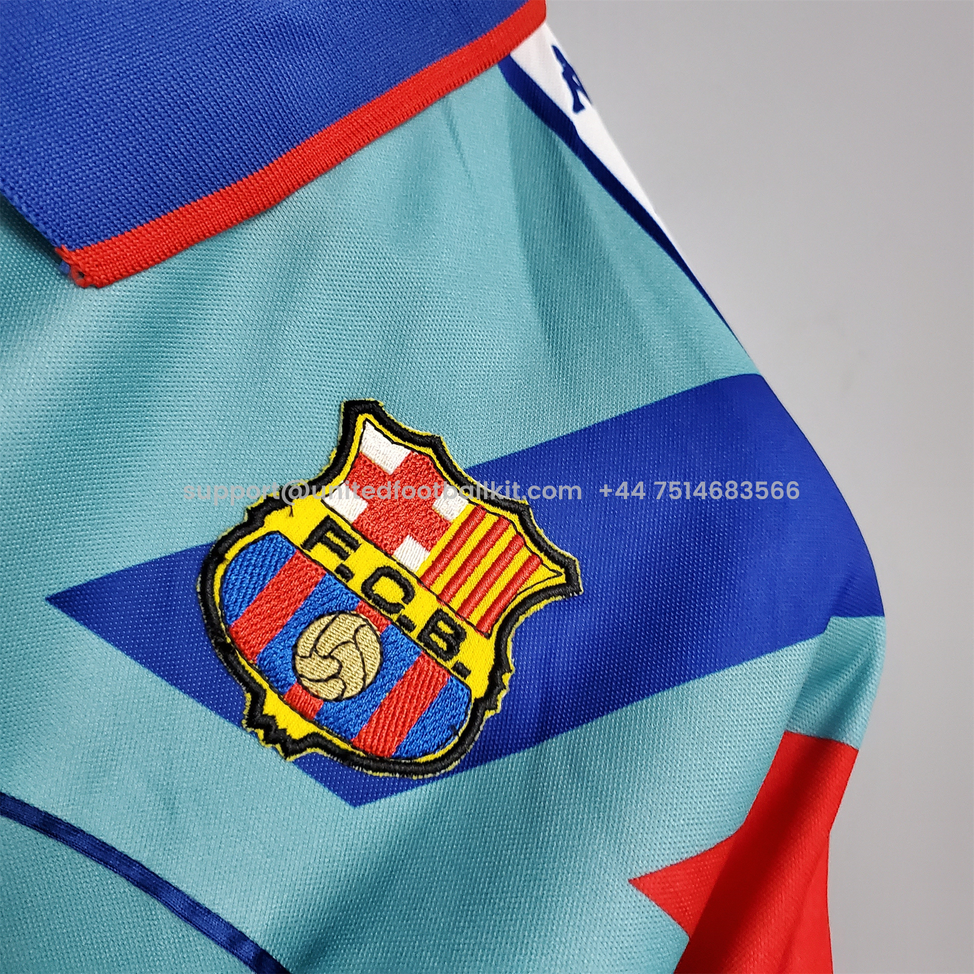 Unitedfootballkit.com | Retro Barcelona 92-95 Away Stadium Jersey -Customize Name, Number and Patch | Worldwide Shipping
