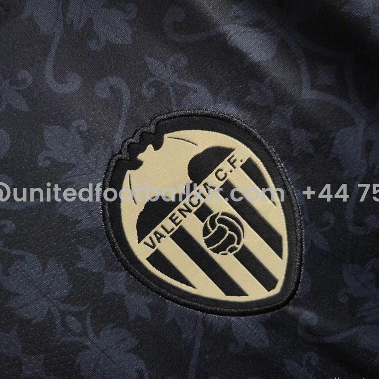 Unitedfootballkit.com | Valencia 24-25 Black Away Jersey - Fans Version -Customize Name, Number and Patch | Worldwide Shipping
