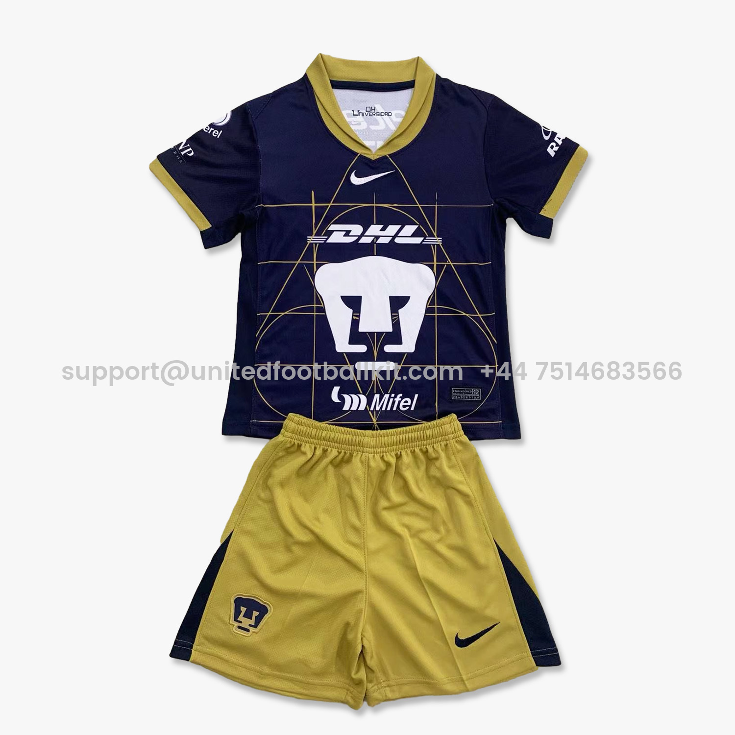 Unitedfootballkit.com | Pumas UNAM 24-25 Away Kids Kit -Customize Name, Number and Patch | Worldwide Shipping