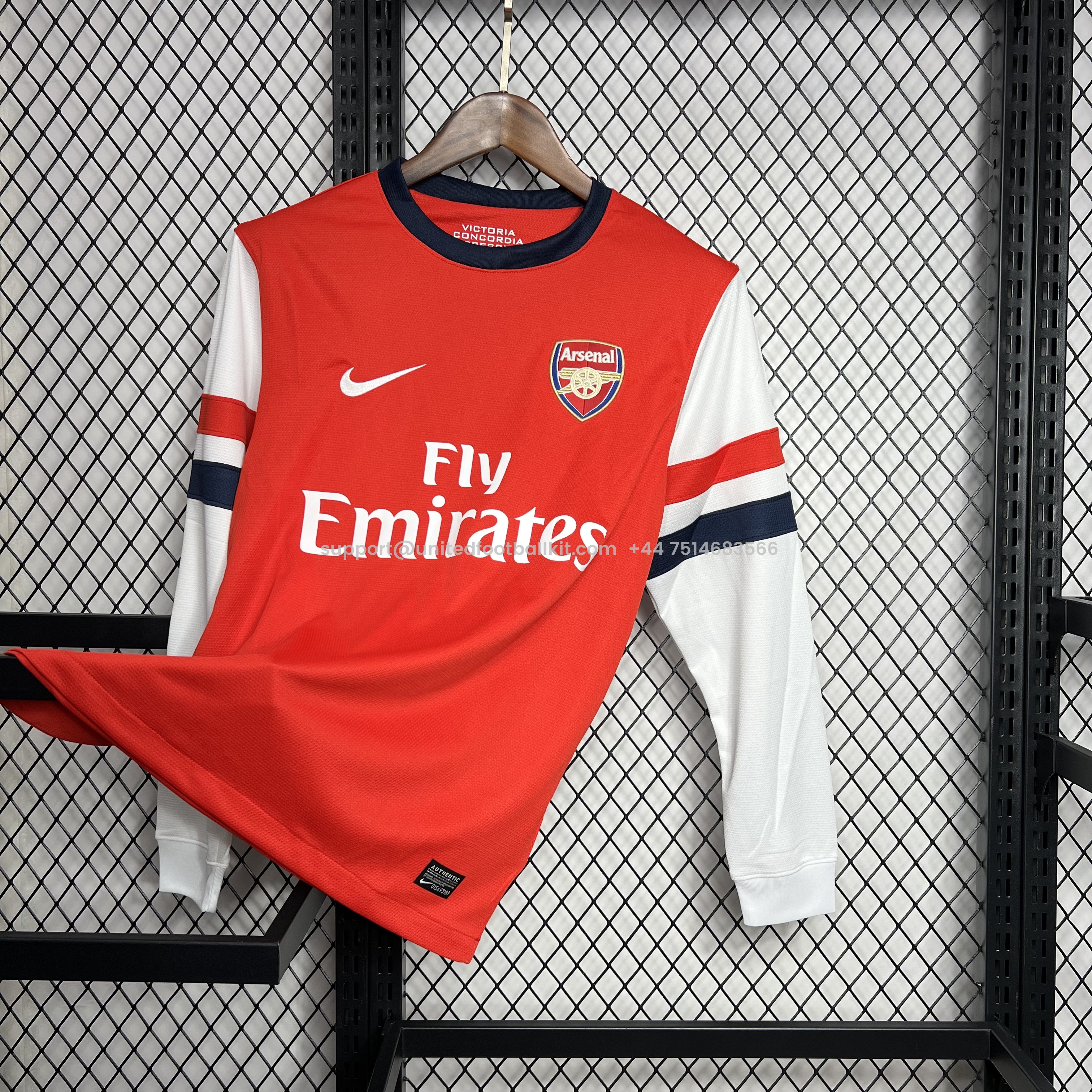 Unitedfootballkit.com | Retro Arsenal 2012-13 Home Long Sleeve Jersey -Customize Name, Number and Patch | Worldwide Shipping