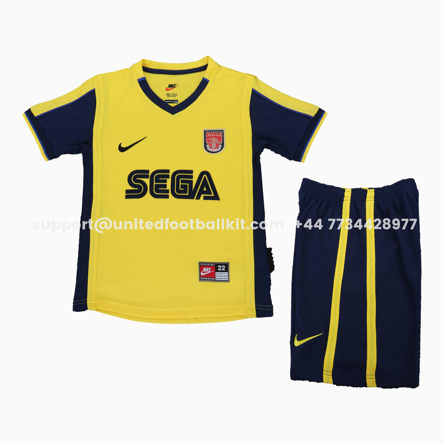 Unitedfootballkit.com | Retro Arsenal 2000-01 Away Kids Kit -Customize Name, Number and Patch | Worldwide Shipping