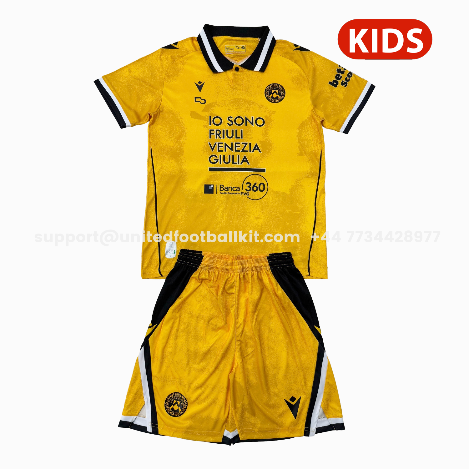 Unitedfootballkit.com | Udinese 25-26 Third Kids Kit -Customize Name, Number and Patch | Worldwide Shipping