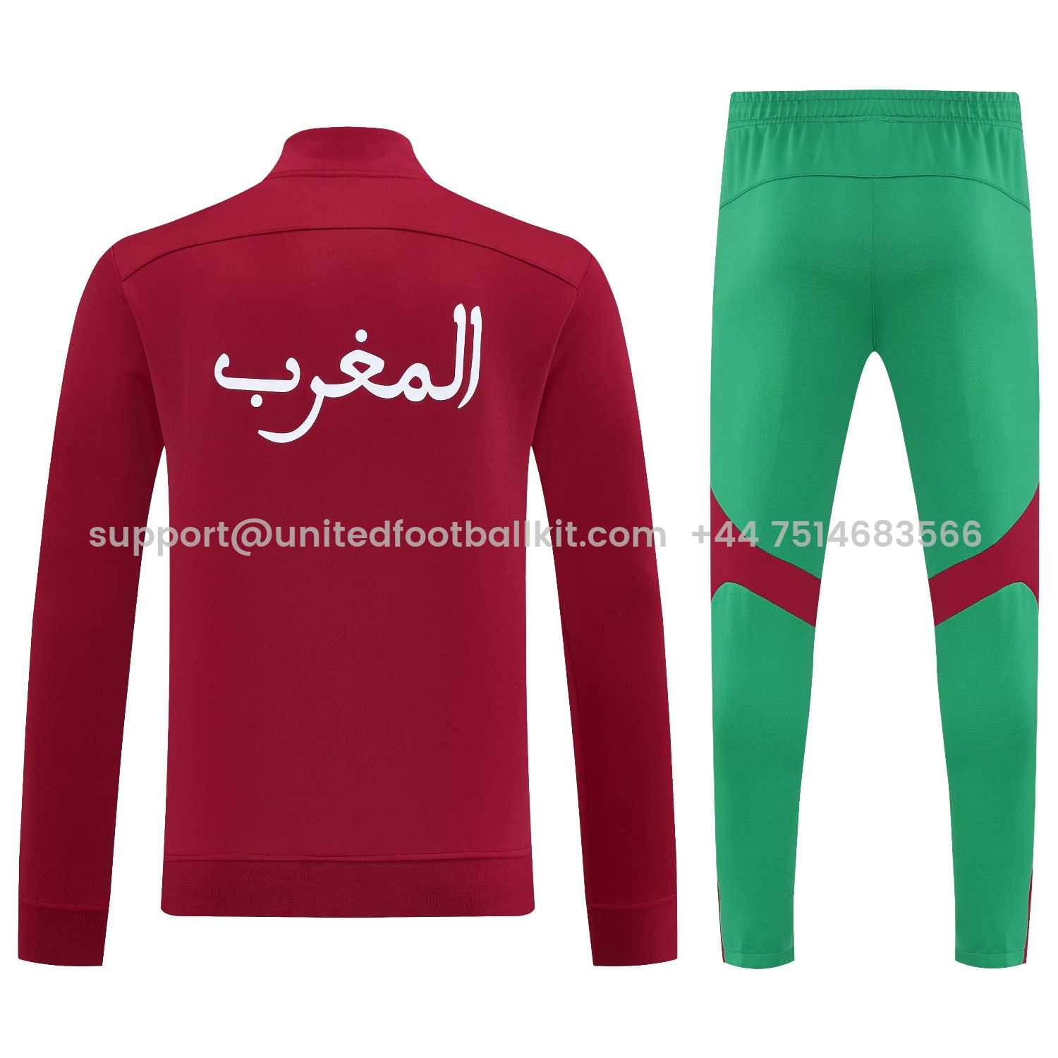 Unitedfootballkit.com | Morocco 25-26 Jacket Training Tracksuit - Red Jackets & Green Pants -Customize Name, Number and Patch | Worldwide Shipping