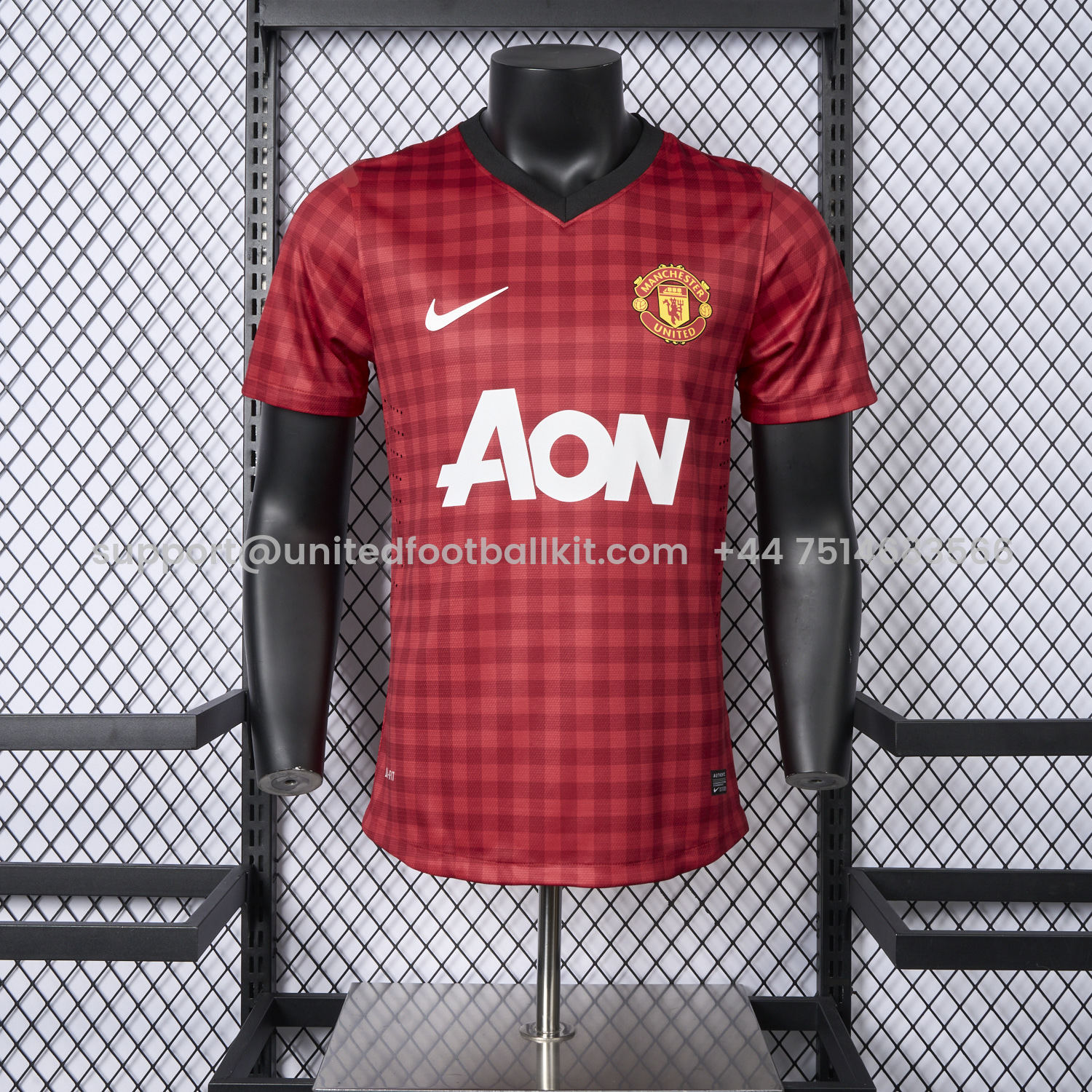 Unitedfootballkit.com | Retro Manchester United 2012-13 Home Jersey - Player Version -Customize Name, Number and Patch | Worldwide Shipping