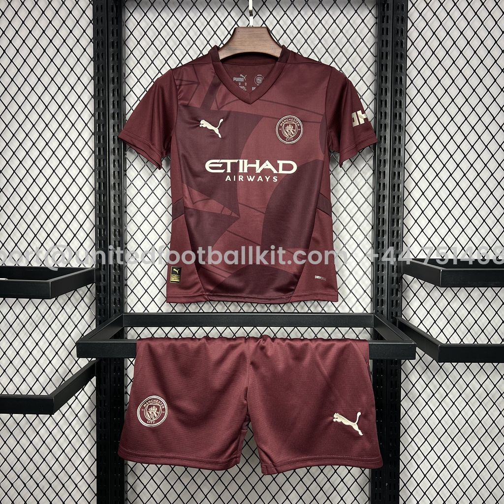 Unitedfootballkit.com | Manchester City 24-25 Third Kids Kit -Customize Name, Number and Patch | Worldwide Shipping