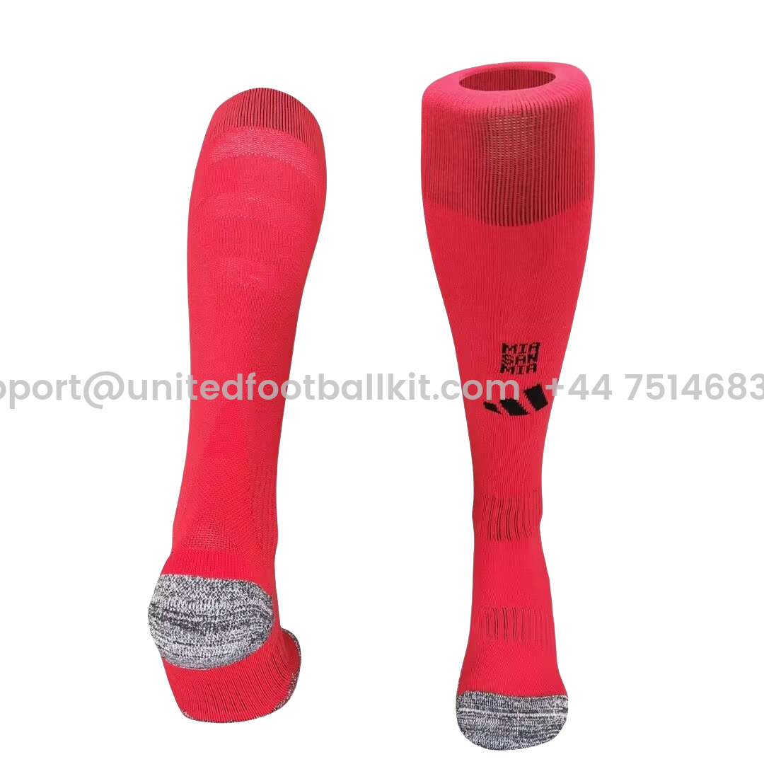 Unitedfootballkit.com | Bayern Munich 24-25 Home Socks - Red -Customize Name, Number and Patch | Worldwide Shipping