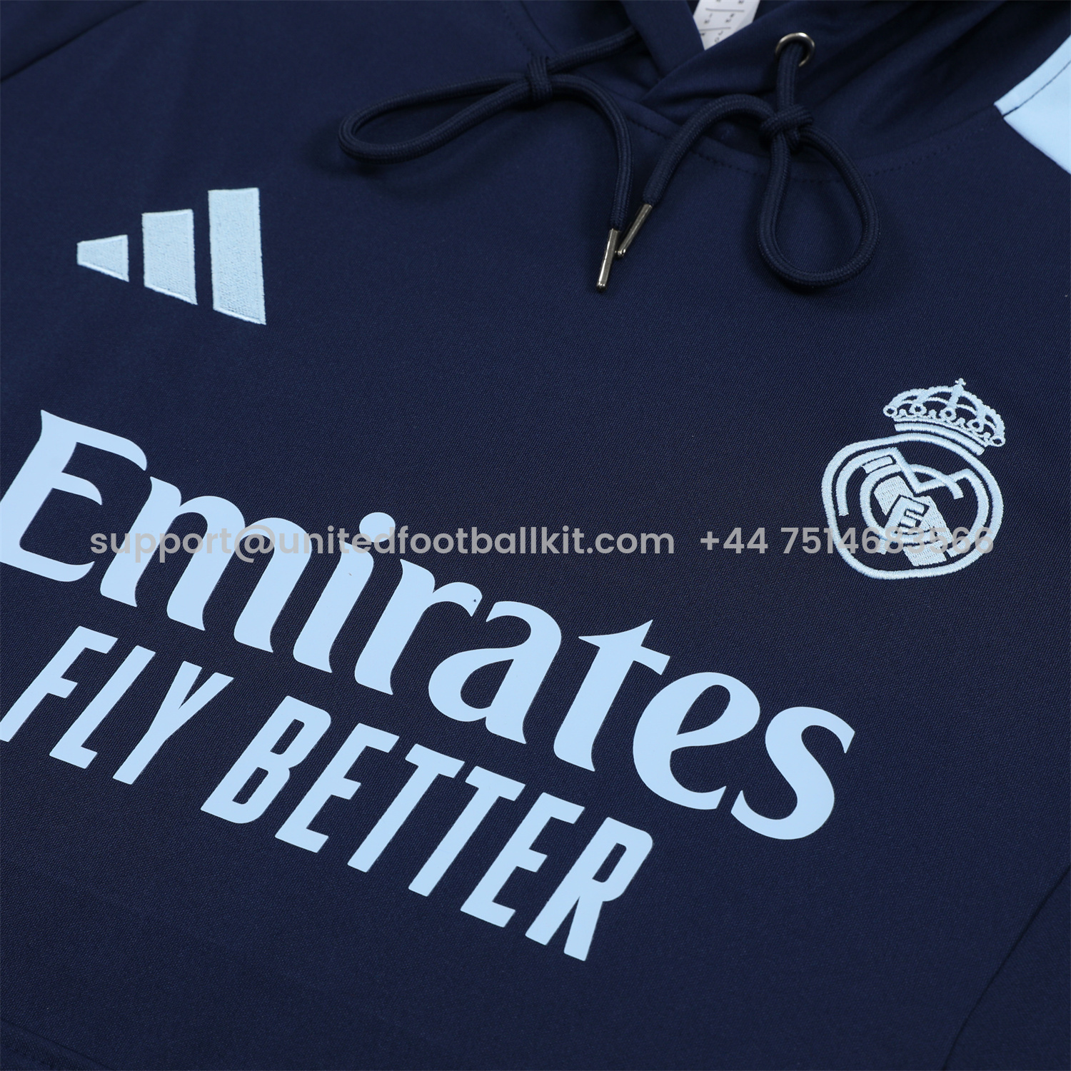 Unitedfootballkit.com | Real Madrid 24-25 Training Hoodie Set - Royal Blue Hoodie and Pants -Customize Name, Number and Patch | Worldwide Shipping