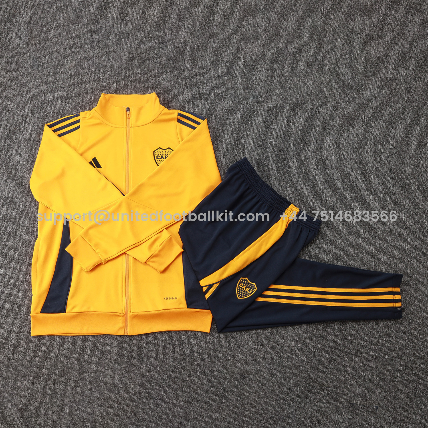 Unitedfootballkit.com | Boca Juniors 24-25 Jacket Training Tracksuit - Yellow Top and Pants -Customize Name, Number and Patch | Worldwide Shipping