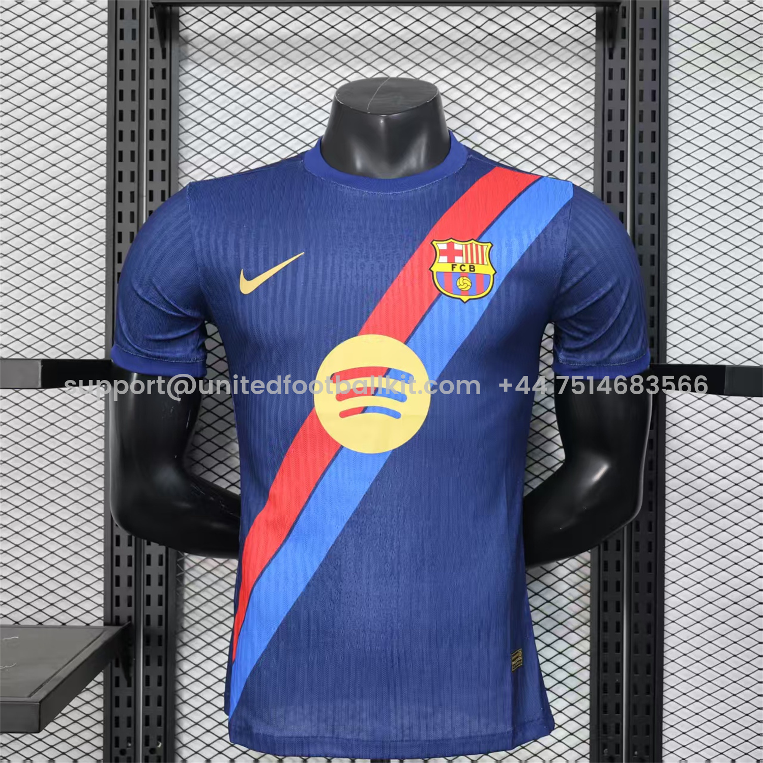 Unitedfootballkit.com | Barcelona 25-26 Red & Blue Guards Dark Blue Special Jersey - Player Version -Customize Name, Number and Patch | Worldwide Shipping