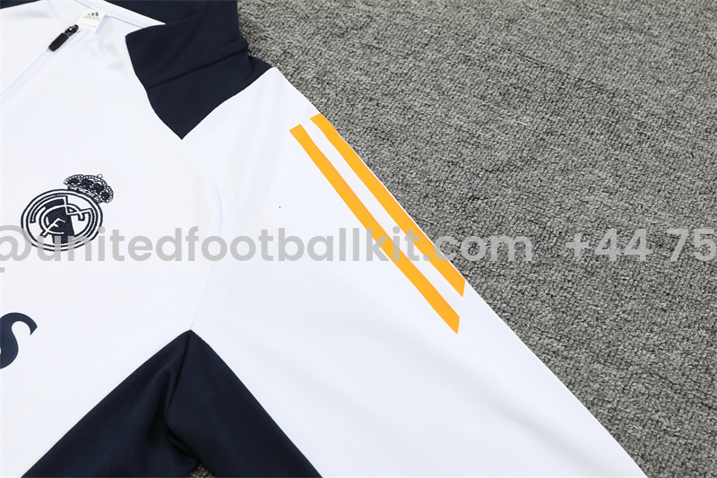 Unitedfootballkit.com | Real Madrid 24-25 Long Sleeve Training Set - White -Customize Name, Number and Patch | Worldwide Shipping