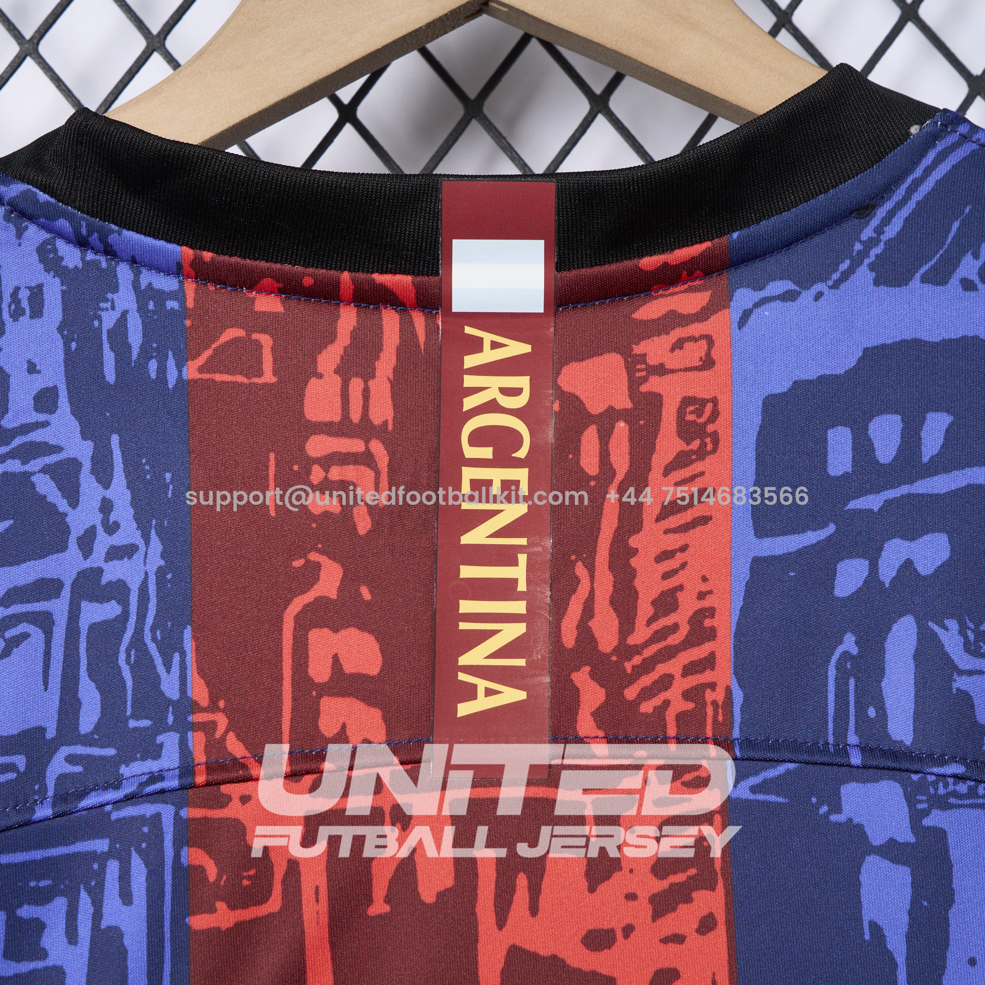 Unitedfootballkit.com | Barcelona 2024-25 COMMA Messi Jersey - Fans Version -Customize Name, Number and Patch | Worldwide Shipping