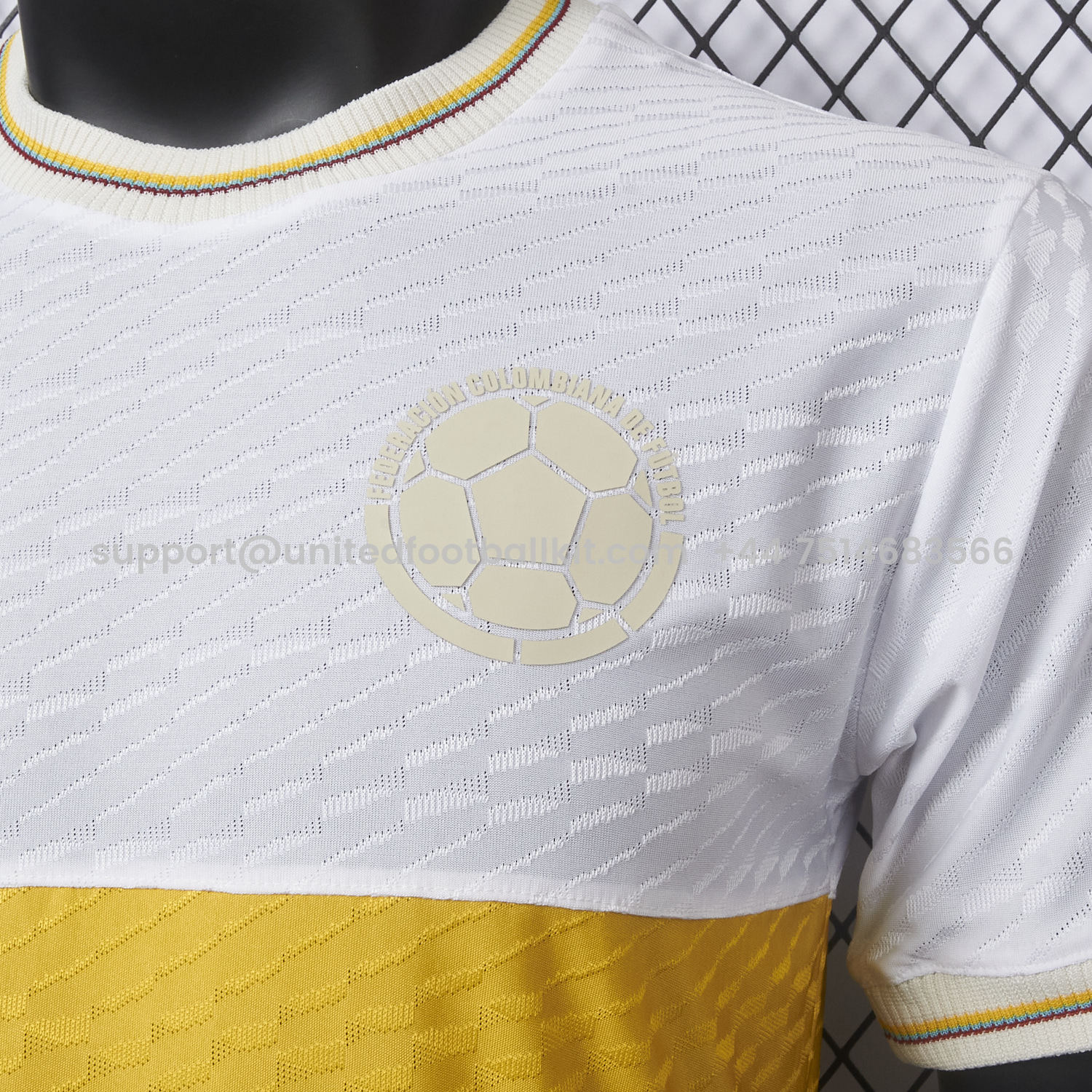 Unitedfootballkit.com | Colombia 2024 100th Anniversary Jersey with Jacquard Fabric - Player Version -Customize Name, Number and Patch | Worldwide Shipping
