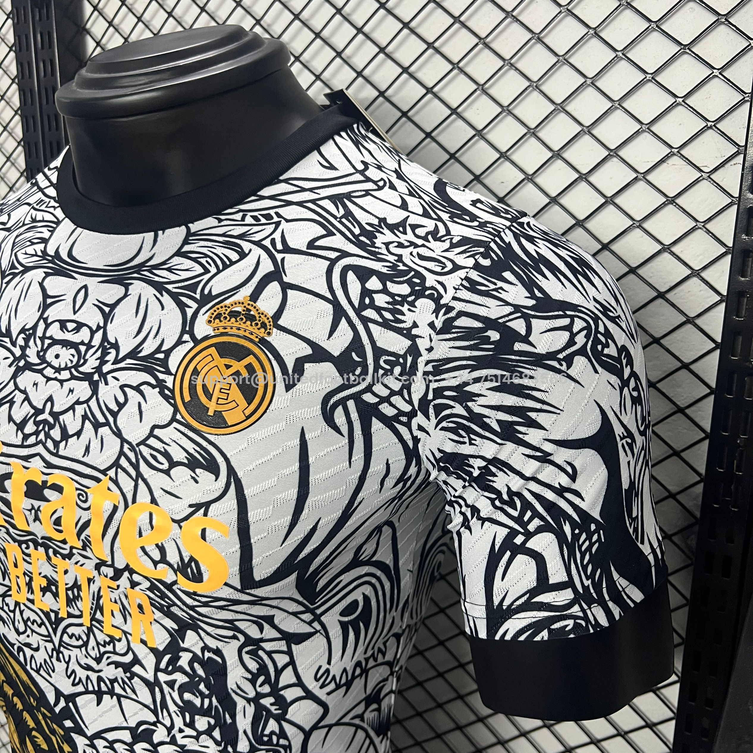 Unitedfootballkit.com | Real Madrid 24-25 Yellow Dragon Special Edition White Jersey - Player Version -Customize Name, Number and Patch | Worldwide Shipping