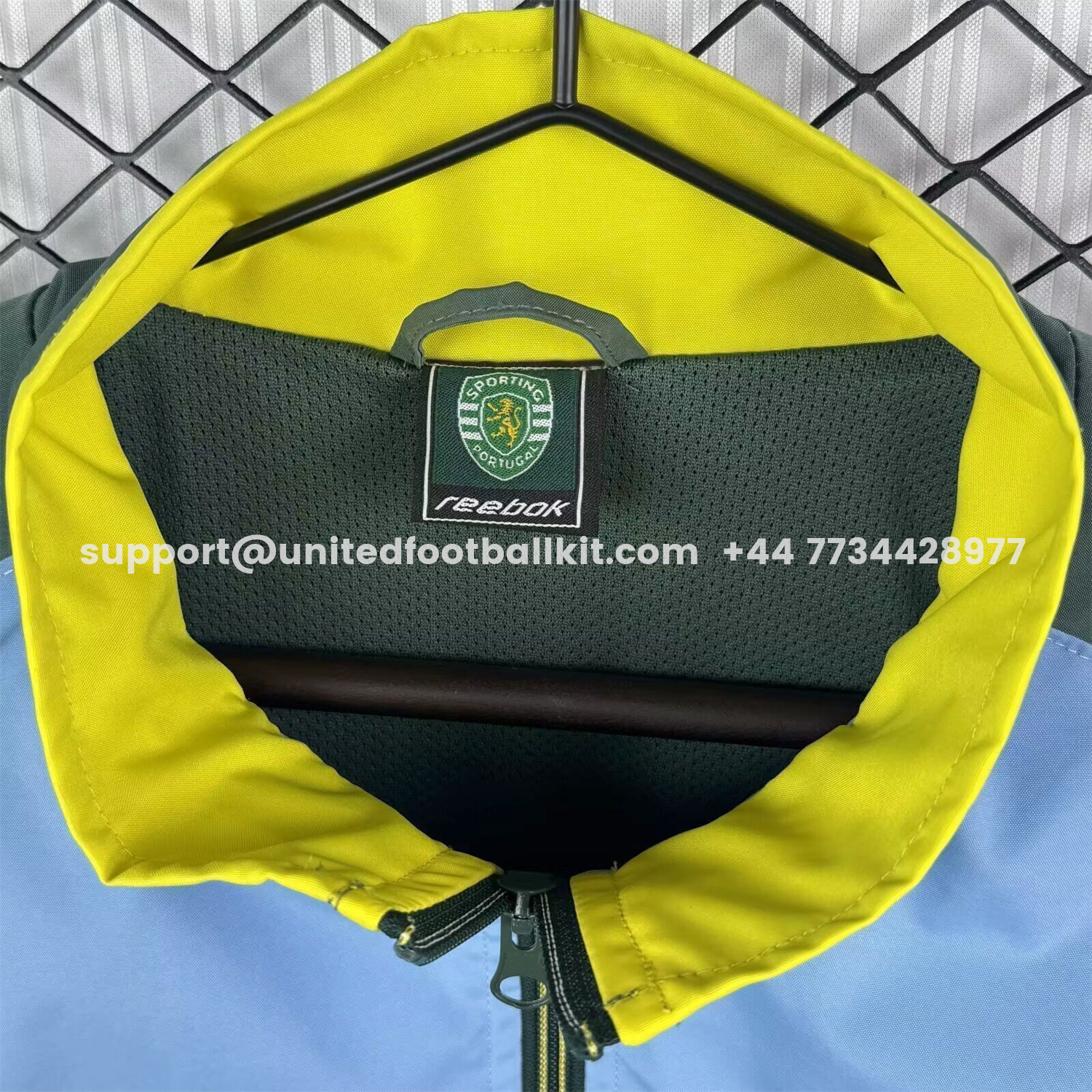 Unitedfootballkit.com | Retro Sporting CP 2002-03 Windbreaker Jacket - Blue Green -Customize Name, Number and Patch | Worldwide Shipping