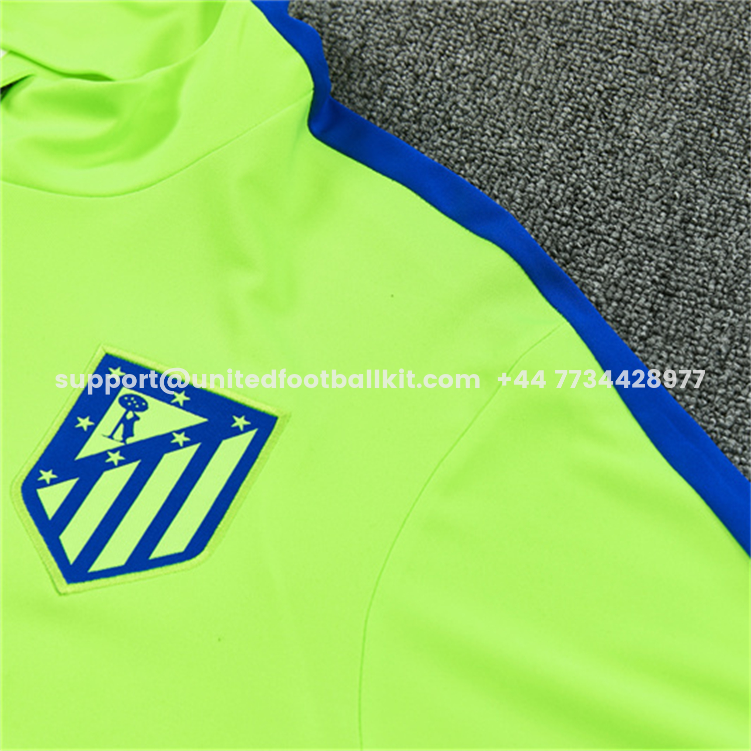 Unitedfootballkit.com | Atletico Madrid 26-27 Long Sleeves Training Set - Neon Green Top & Black Pants -Customize Name, Number and Patch | Worldwide Shipping