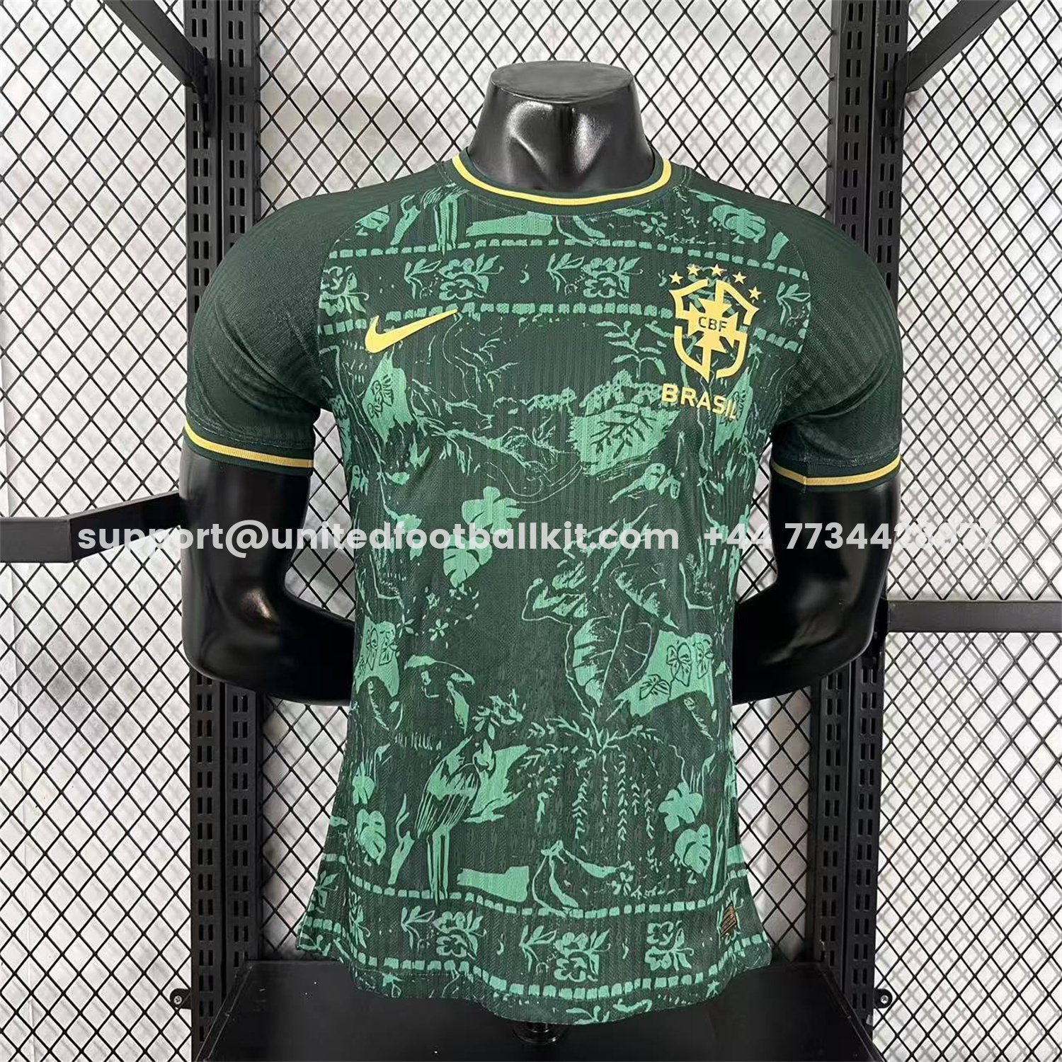 Unitedfootballkit.com | Brazil 25-26 Green Leaves Jersey - Player Version -Customize Name, Number and Patch | Worldwide Shipping