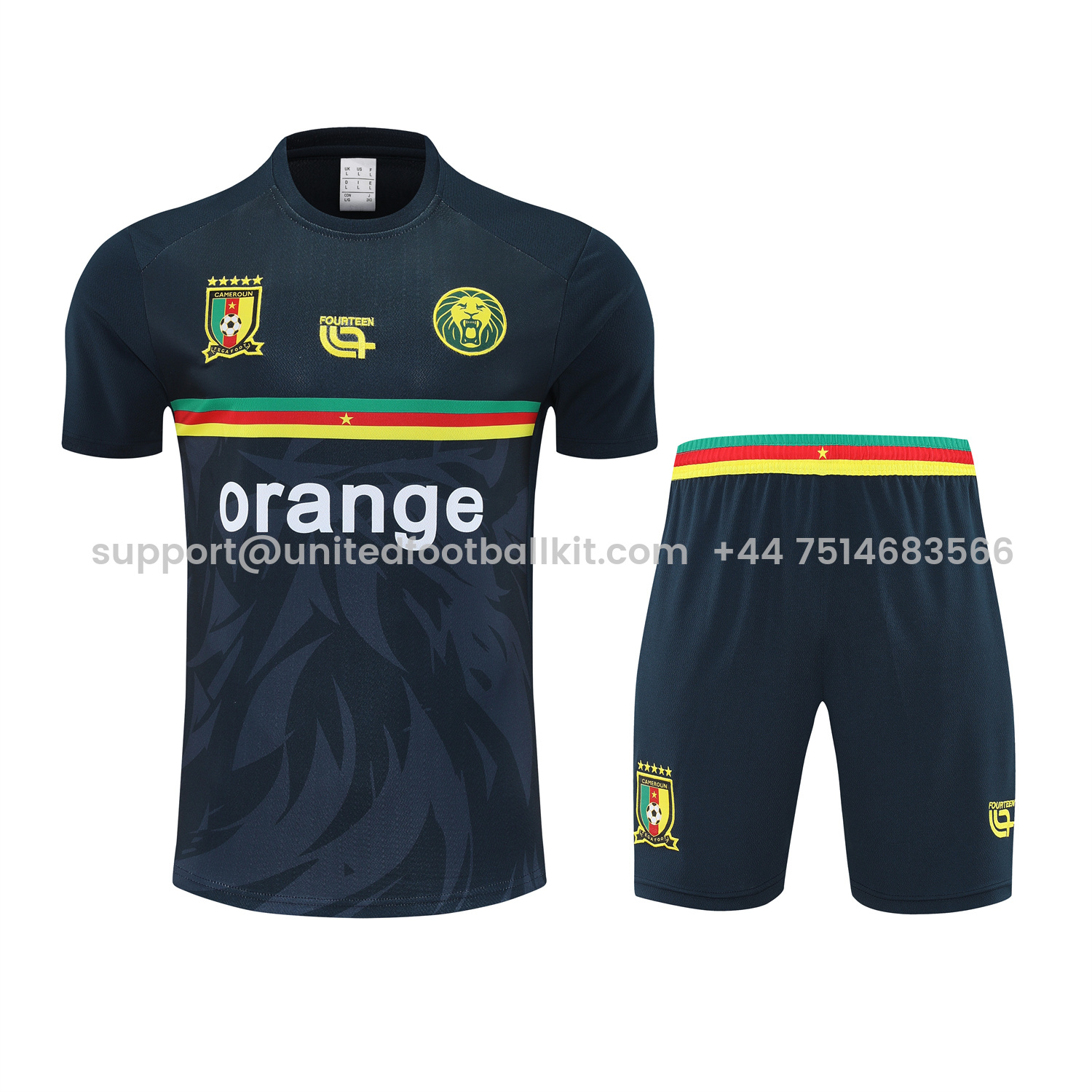 Unitedfootballkit.com | Cameroon 25-26 Short-Sleeve Training Set - Deep Blue Top and Shorts -Customize Name, Number and Patch | Worldwide Shipping