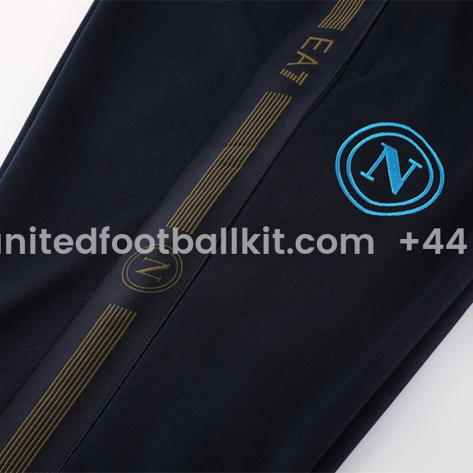 Unitedfootballkit.com | Napoli 24-25 Hooded Jacket Training Tracksuit - Army Green Top and Deep Blue Pants -Customize Name, Number and Patch | Worldwide Shipping