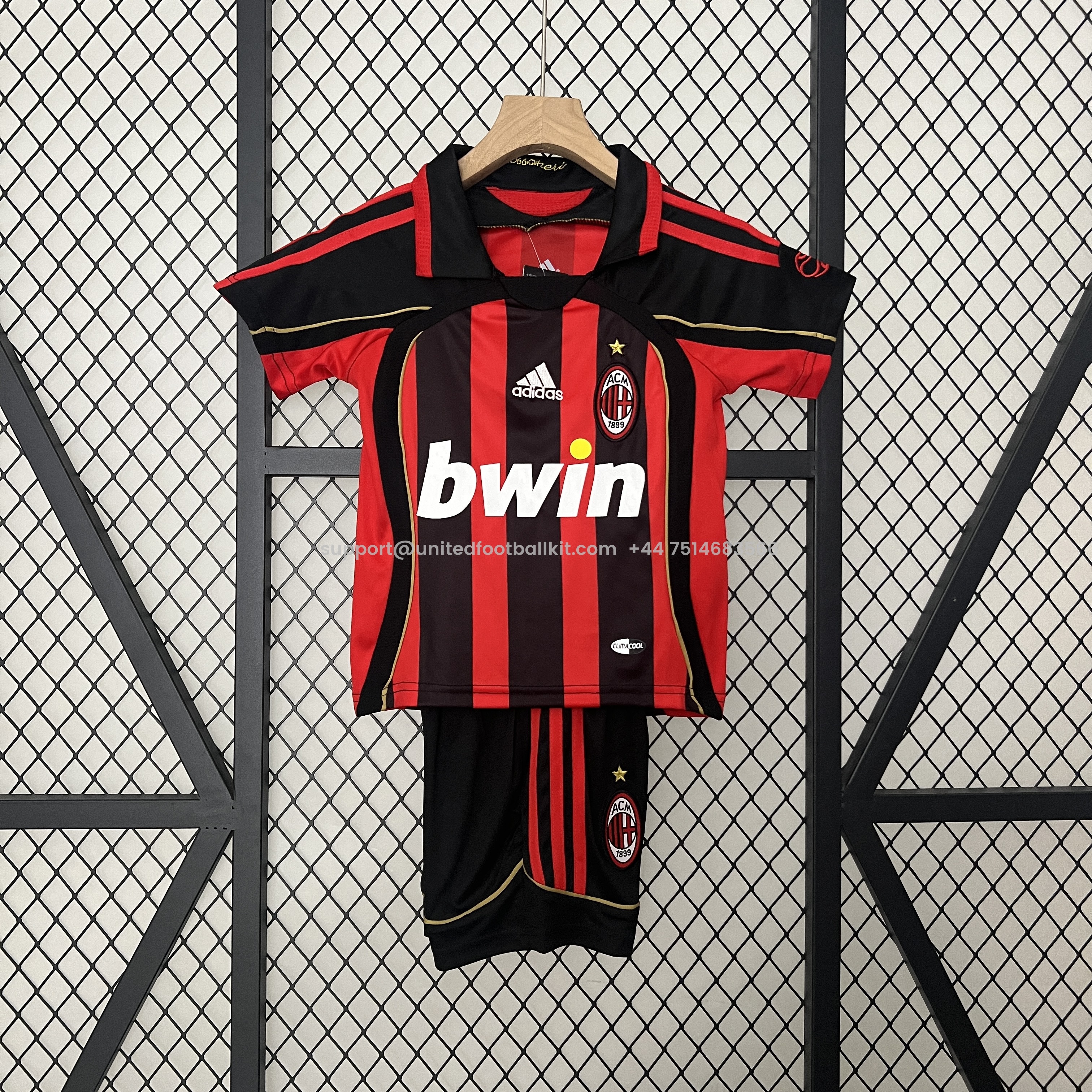 Unitedfootballkit.com | Retro AC Milan 2006-07 Home Stadium Kids Kit -Customize Name, Number and Patch | Worldwide Shipping