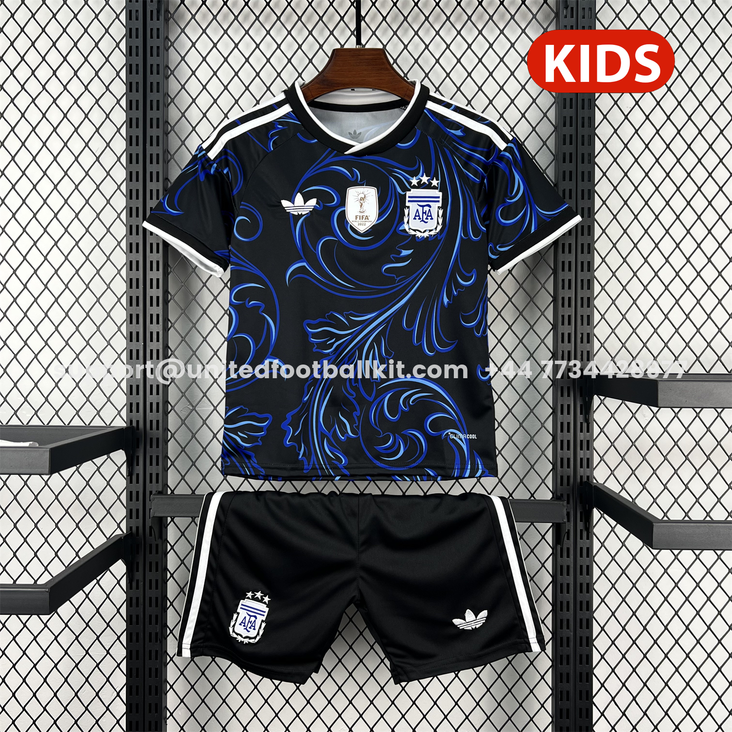 Unitedfootballkit.com | Argentina 2026 Away Kids Kit -Customize Name, Number and Patch | Worldwide Shipping