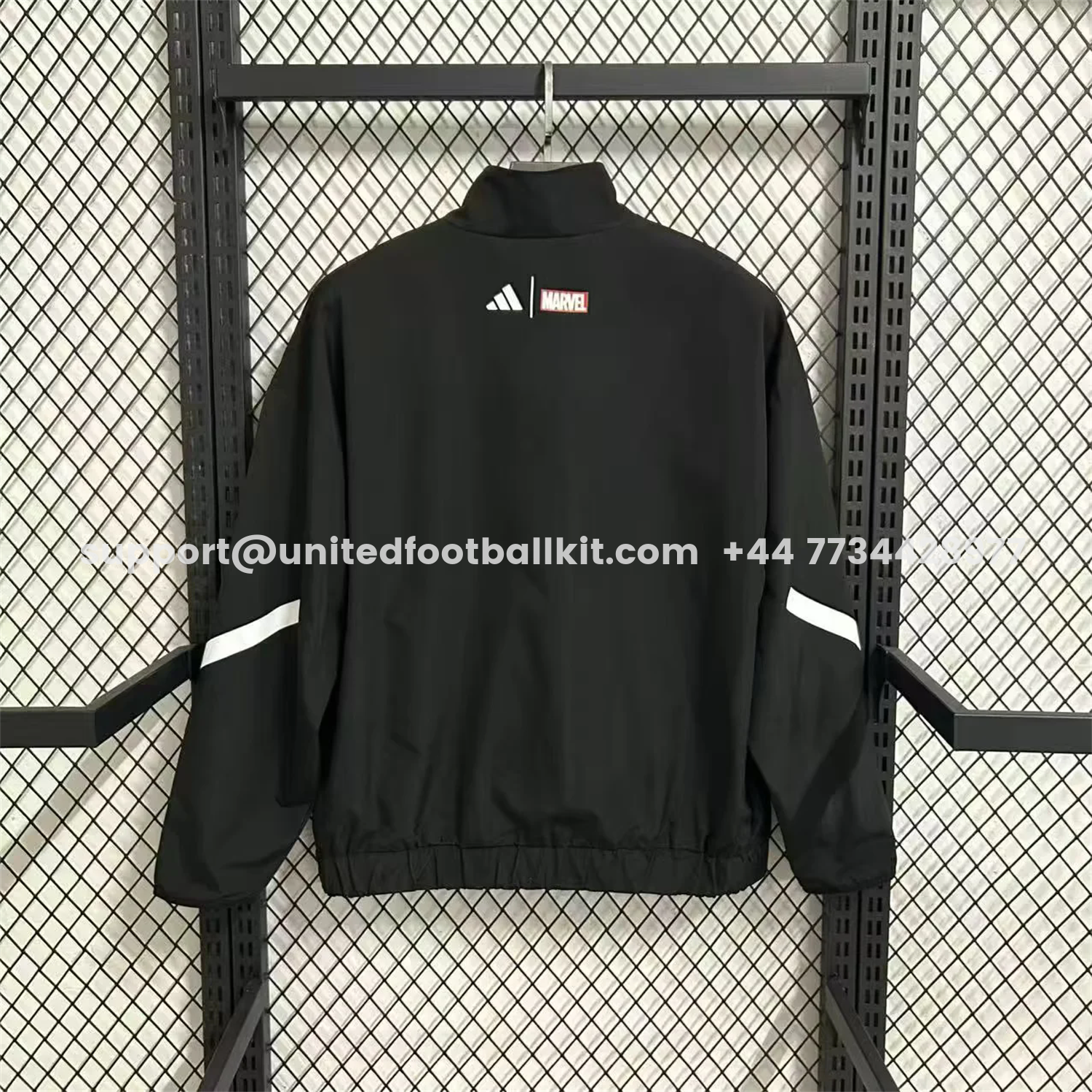 Unitedfootballkit.com | Real Madrid 25-26 Comics Special Windbreaker Jacket - Black -Customize Name, Number and Patch | Worldwide Shipping