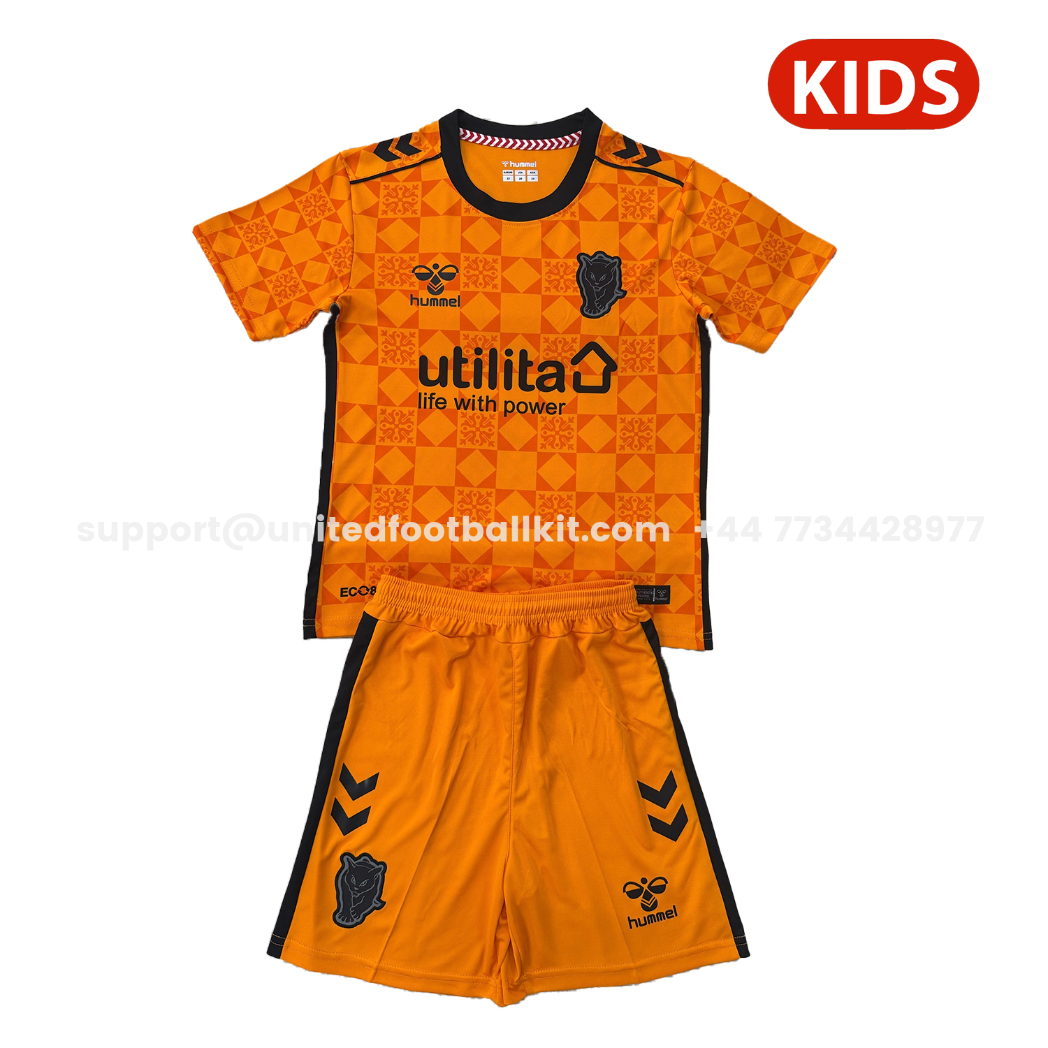 Unitedfootballkit.com | Sunderland 25-26 Orange Goalkeeper Kids Kit -Customize Name, Number and Patch | Worldwide Shipping
