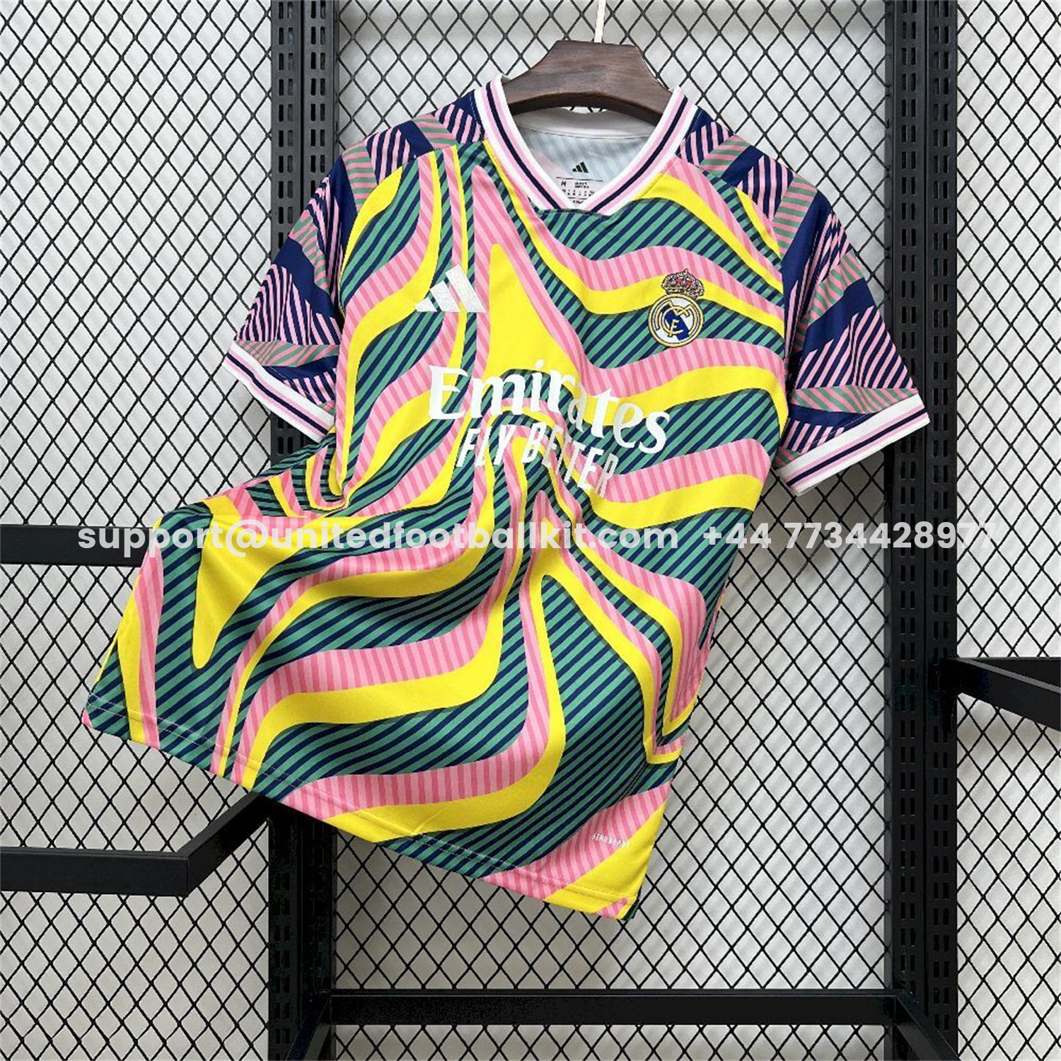 Unitedfootballkit.com | Real Madrid 25-26 Iridescent Colors Pre-Match Training Jersey - Fans Version -Customize Name, Number and Patch | Worldwide Shipping